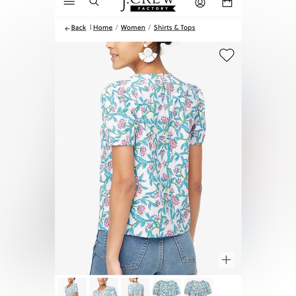 NWT J Crew Factory puffy sleeve floral shirt size S - Picture 3 of 4